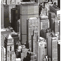 Fekete fehér felhőkarcoló mintás öntapadós tapéta dekoráláshoz