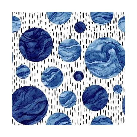 Kék vízcseppek fehér mintás öntapadós tapéta dekorációhoz
