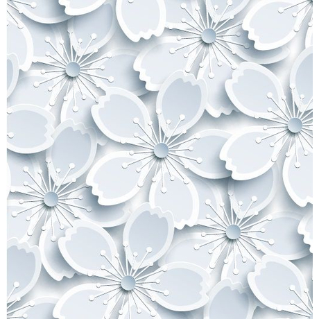 Fehér virágok minimalista mintás öntapadós tapéta dekoráláshoz